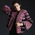 Fuchsia Chinchilla Fur Coat With Lynx Collar & Cuffs Fuchsia Chinchilla Fur Coat With Lynx Collar & Cuffs