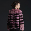 Fuchsia Chinchilla Fur Coat With Lynx Collar & Cuffs Fuchsia Chinchilla Fur Coat With Lynx Collar & Cuffs