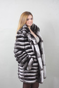 Mid Hip Chinchilla Fur Coat Stand Up Collar Mid Hip Chinchilla Fur Coat Stand Up Collar