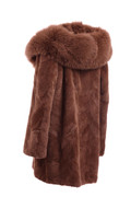 Sheared Brown Beaver Fur Coat With Cobra Hood Sheared Brown Beaver Fur Coat With Cobra Hood