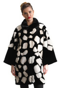 black and white mink fur coat widened sleeves hourglass shape black and white mink fur coat widened sleeves hourglass shape