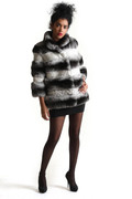 Short Sleeved Chinchilla Fur Coat With Snake Skin Short Sleeved Chinchilla Fur Coat With Snake Skin