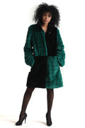 Green Black Sheared Beaver Fur Coat Green Black Sheared Beaver Fur Coat