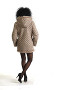 Reversible Beige Hooded Sheared Beaver Fur Coat Reversible Beige Hooded Sheared Beaver Fur Coat