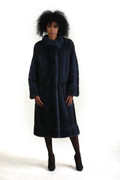 Dark Blue Knee Length Mink Fur Coat Dark Blue Knee Length Mink Fur Coat