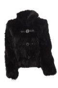 black fox fur jacket with leather buckles black fox fur jacket with leather buckles