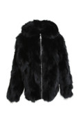 hooded black fox fur jacket for men with zipper closure hooded black fox fur jacket for men with zipper closure