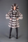 Hooded SAGA Silver Fox Fur Coat Hooded SAGA Silver Fox Fur Coat