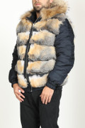 Reversible  Hooded Fox Fur Bomber Jacket Reversible Reversible  Hooded Fox Fur Bomber Jacket Reversible