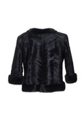 Broadtail Lamb Fur Coat With Mink Cuffs & Hem Broadtail Lamb Fur Coat With Mink Cuffs & Hem