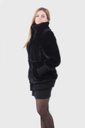 Black Mink Fur Bomber Jacket