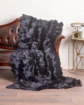 Dark Blue  Fox  Fur Fur Blanket Throw Cover