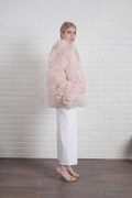 Baby Pink Fox Fur Coat Zipper Closure