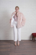 Baby Pink Fox Fur Coat Zipper Closure