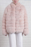 Baby Pink Fox Fur Coat Zipper Closure