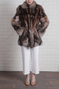 Crystal Fox Fur Coat Shawl Collar