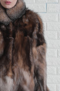 Crystal Fox Fur Coat Shawl Collar