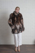Crystal Fox Fur Coat Shawl Collar