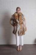 Mid Length Red Fox Fur Coat Shawl Fox Collar M