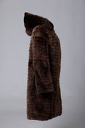 Brown Beaver Fur coat sculpted