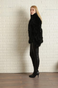 Black Fox Fur Coat Leather Straps M Black Fox Fur Coat Leather Straps M