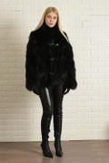Black Fox Fur Coat Leather Straps M Black Fox Fur Coat Leather Straps M