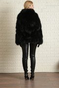 Black Fox Fur Coat Leather Straps M Black Fox Fur Coat Leather Straps M