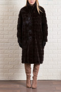 Mahogany Mink Fur Coat Knee Length XS S M L XL Mahogany Mink Fur Coat Knee Length XS S M L XL