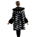 Hooded Chinchilla Fur Coat & Sable Fur Trim Chantale Hooded Chinchilla Fur Coat & Sable Fur Trim Chantale