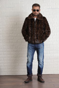 Brown Mink Fur Bomber Jacket