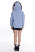 Light Blue Cashmere Wool Jacket with Hood