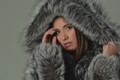 Silver Fox Fur Coat Hooded Knee Length