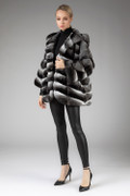 Hooded Chinchilla Fur Coat Freya