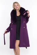 Purple Cashmere Coat Fox Collar Raine Purple Cashmere Coat Fox Collar Raine
