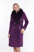 Purple Cashmere Coat Fox Collar Raine Purple Cashmere Coat Fox Collar Raine