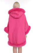 Pink Cashmere Cape Fox Trim Gianna Pink Cashmere Cape Fox Trim Gianna