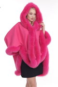 Pink Cashmere Cape Fox Trim Gianna Pink Cashmere Cape Fox Trim Gianna