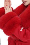 Red Cashmere Coat Fox Collar & Trim Red Cashmere Coat Fox Collar & Trim