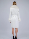 White Cashmere Coat Fox Collar Raine White Cashmere Coat Fox Collar Raine