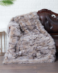 dual tone beige fox fur blanket throw