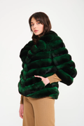 Dark Green Chinchilla Fur Jacket  Arvid