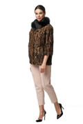 Bronze Persian Jacket Lamb Fox Collar Cropped Sleeves  profile