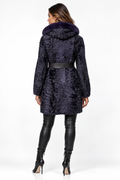 Purple Persian Coat Hooded Mink Trim