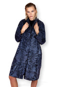 Navy SWAKARA Coat Wide Sweep A line Side Slits Front Navy SWAKARA Coat Wide Sweep A line Side Slits Front