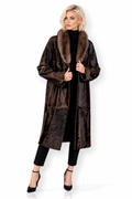 Brown Broadtail Coat Sable Collar Aline