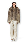 Crystal Fox Jacket Feathered Short  front Crystal Fox Jacket Feathered Short  front