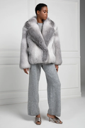 Arctic Marble Fox Coat Shawl Collar front full body