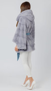 Sky Blue Mink Fur  Cape Hooded side