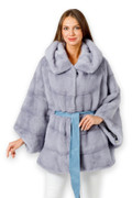 Sky Blue Mink Fur  Cape Hooded
