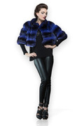 Blue Black Chinchilla Fur Bolero front full body